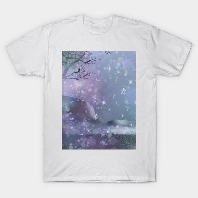 snowfall at the edge of the dark forest T-Shirt by cuisinecat